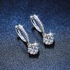 PT950-Plated S925 Sterling Silver Moissanite Four-Prong D-Color Earrings for Women