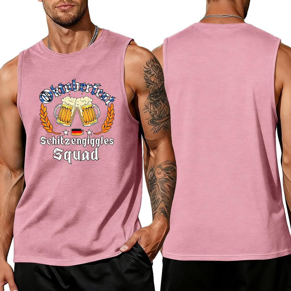 Men's Sleeveless Tank Top Casual Loose Fit Summer Muscle Shirt Oktoberfest Graphic Printed Vest Comfortable Cotton Blend