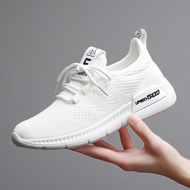 Spring and Autumn New Flying Woven Versatile Lace-up Casual Shoes Lightweight Mesh Breathable Sneakers