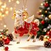 2D Flat Goat Hanging Ornament 1Pc Premium Acrylic Animal Pendant for Christmas Winter Holiday Home Decor