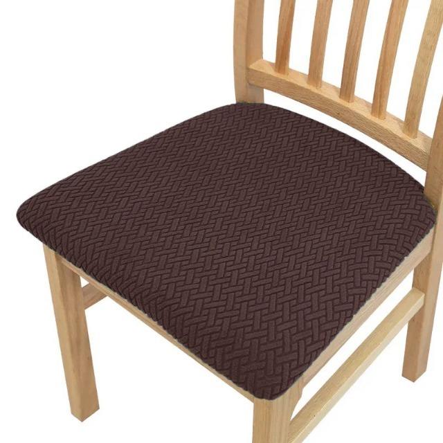 Jacquard Chair Cover Dining Room Plain Stretch Chair Seat Slipcover Removable Spandex Seat Cushion Cover Kitchen Restaurant Home