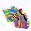 New Women Toe Socks Funny Five Fingers Socks Colorful Striped Printed Rainbow Cotton Breathable Women's Short Socks