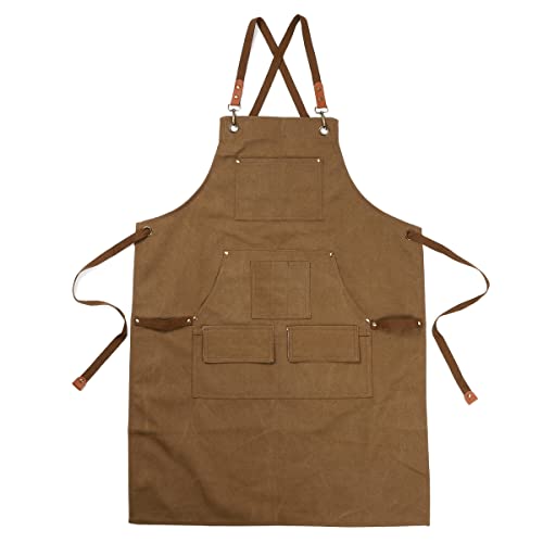 LOWLIU Canvas Apron for Outdoor Activities, Camping, Work, and DIY (Brown)