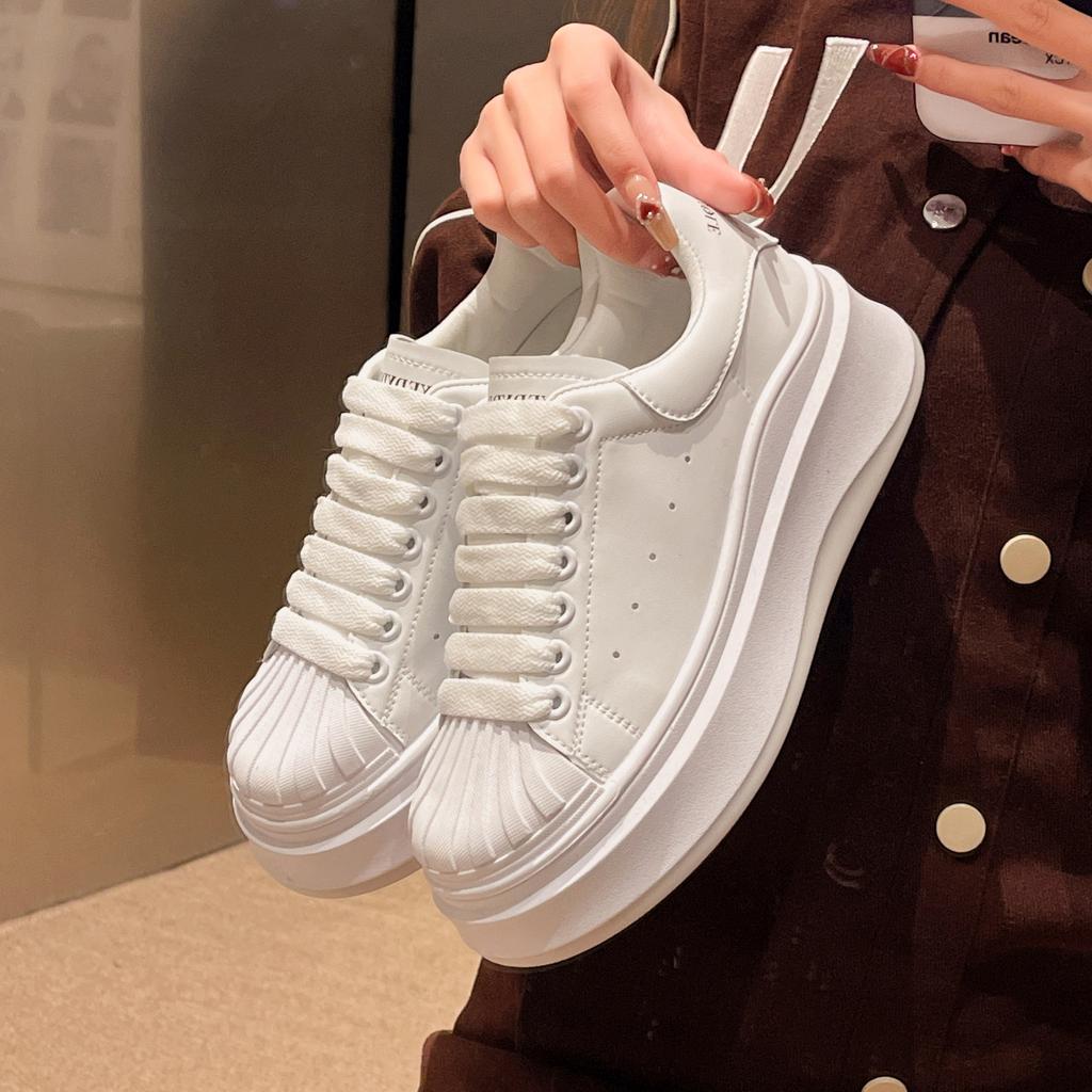 Shell Head Pantofi albi mici, damă, primăvară, pantofi noi pentru studenți, cu fund gros, asortați