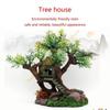 Aquarium Resin Tree House Decoration for Fish for Tank Hideout with Rock Grass 55KF