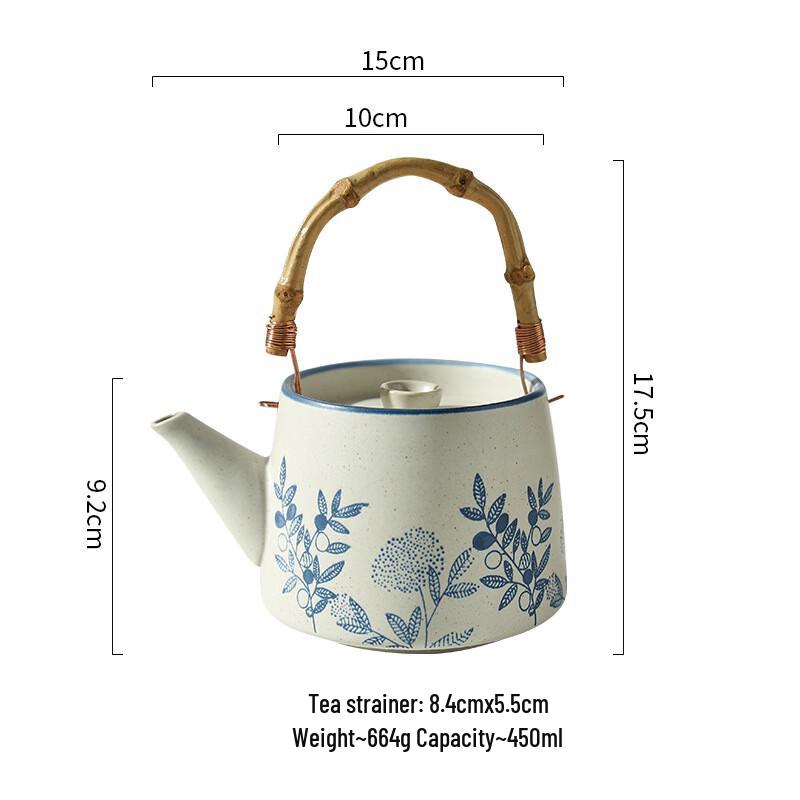 Retro Japanese Style Ceramic Teapot with Top Handle