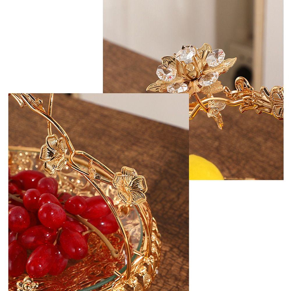 European Style Metal Fruit Plate Portable Handle Retro Storage Basket  For Home Kitchen Bar