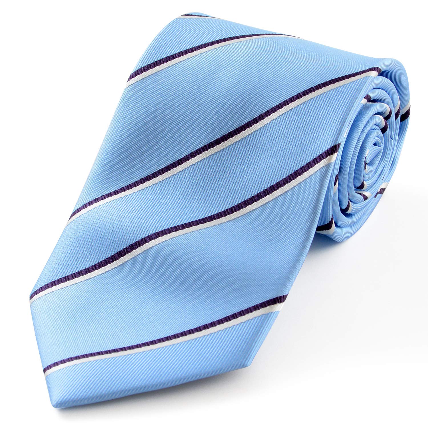 [Michiko London] Brand Necktie, Made in Japan, Silk, Jacquard Weave, Striped Pattern (Pattern B: Saxophone Blue)