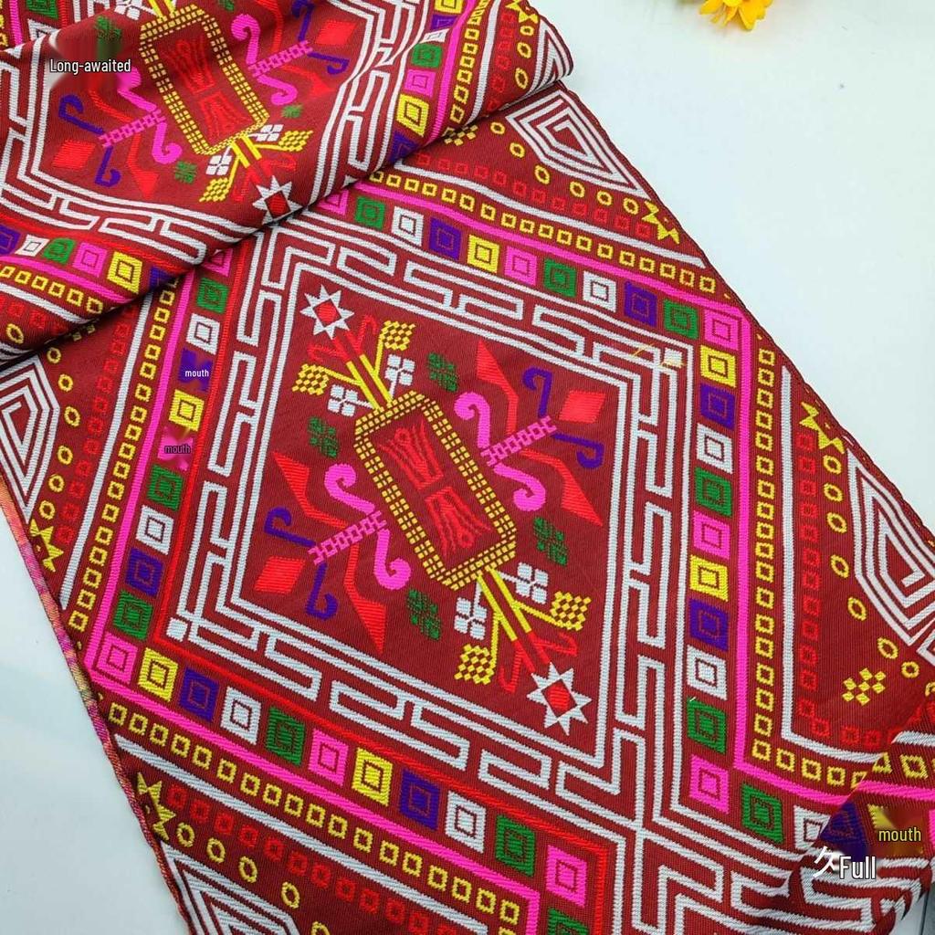 40cm Embroidered Yao Ethnic Brocade Ribbon for DIY Clothing, Wall Hanging, and Homestay Decoration.