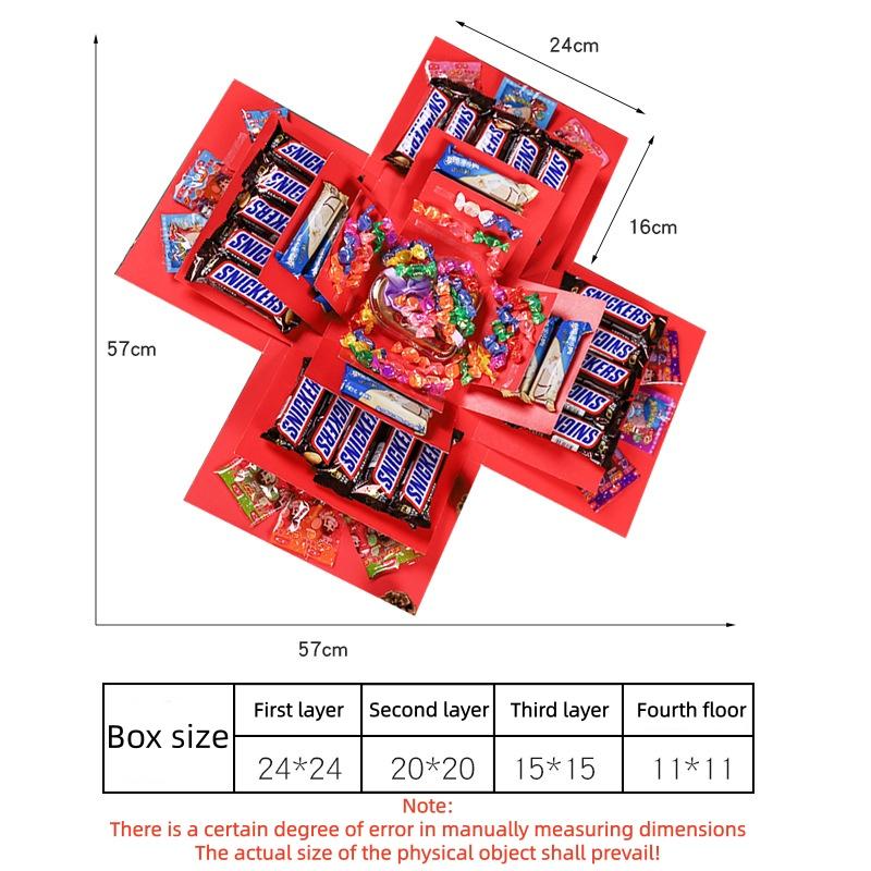 5-layer Surprise DIY Handmade up Type Empty Gift Box With Ribbon Christmas Eve Ceremony Gift For Children And Couples