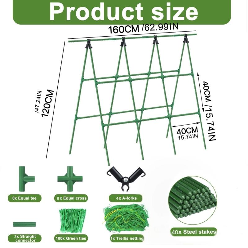 Friendly Durable Plastic Coated Steel Garden Trellis With Net And Ties A Frame Design For Heavy Duty 47x63 Inch