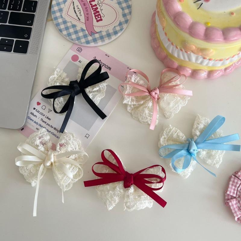 Lace Bow Hair Clip Women Sweet Versatile Duckbill Clip Fashion Simple Hair Accessories
