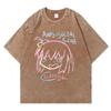 Anime Gotoh Hitori Vintage Washed T Shirt Harajuku Oversize Cotton Tshirts Men Tee Cotton Streetwear Unisex Top