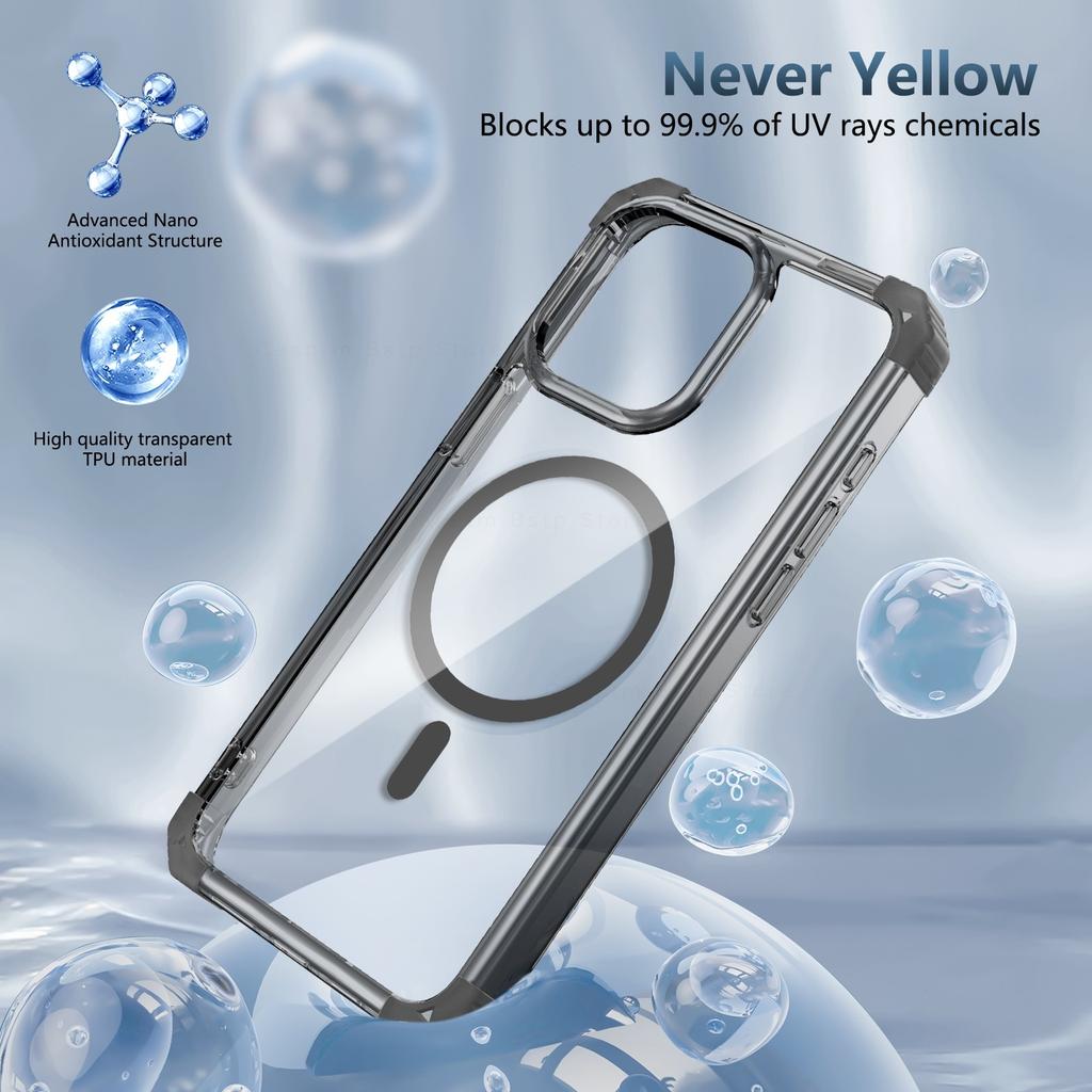 Magnetic Transparent Case For iPhone 16 Pro Max 15 14 13 12 11 Pro Max 16 Plus 16Pro Max Cover Wireless Charge Cases Capa
