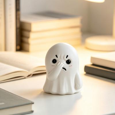 Ghost Ornament, Compact Resin Decorative Figurine, Nose-Covering Ghost Shape Halloween Figure, Naughty Ghost Tabletop Party Decoration