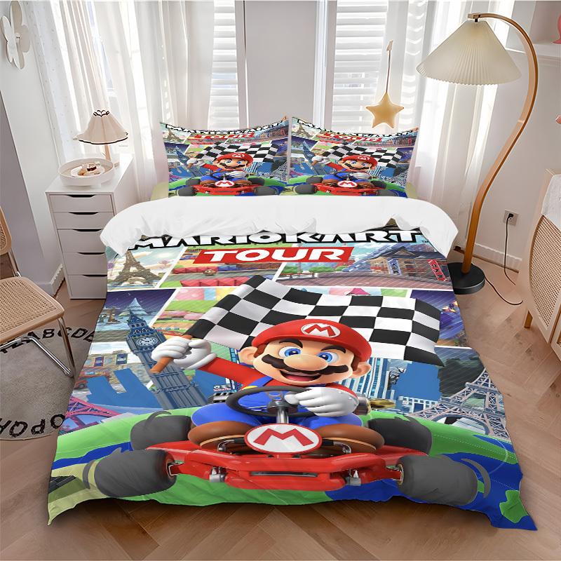 

3pcs bedding set Mario Includes 1 Comforter+2 Pillowcases, Without Pillow Inserts, Soft Comfortable, Lightweight Breathable204 135x200cm
