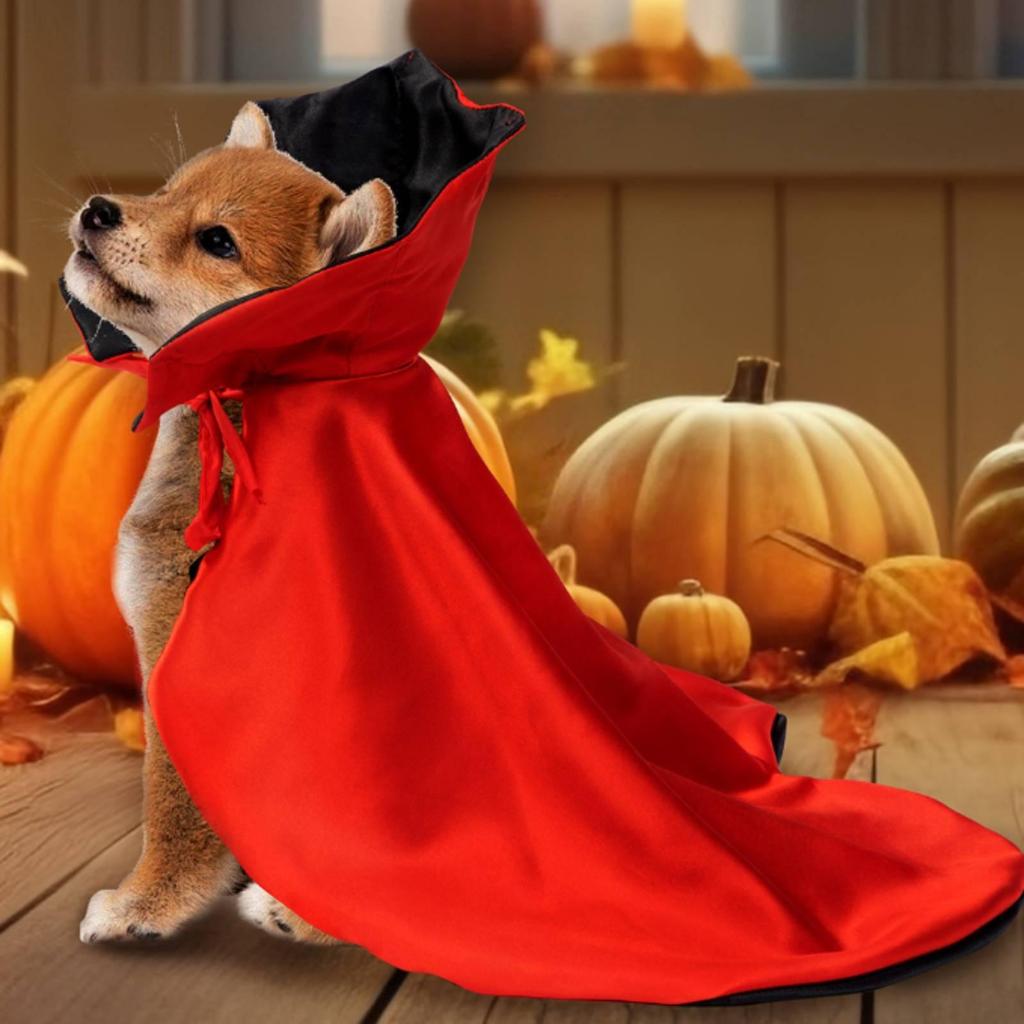 Flowing Pet Costume Cape Adjustable Hooded Funny for Seasonal Photos