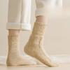 Woolen Socks for Women's Autumn and Winter Warmth, Mid-calf Socks, Solid Color Fleece Thickened Women's Socks, Woolen Versatile Socks