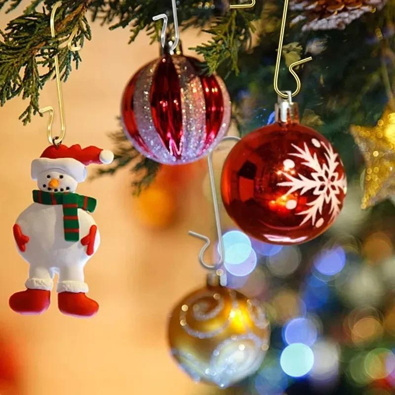 200 Pcs Colorful Christmas Ornament Hooks 50 Sets Xmas Tree Ball Hangers Holiday Party Decoration Accessories