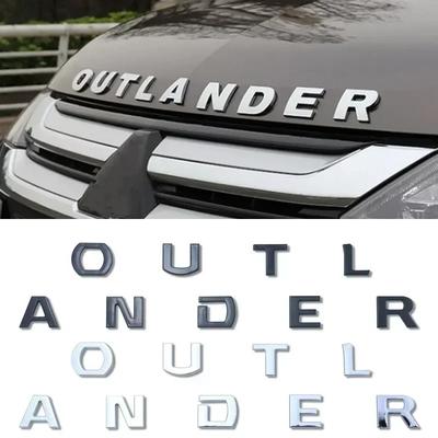 For 13-19 Outlander Letters Bonnet Badge Front Hood Emblem 3D ABS Stickers Chrome Black Car Styling Accessories