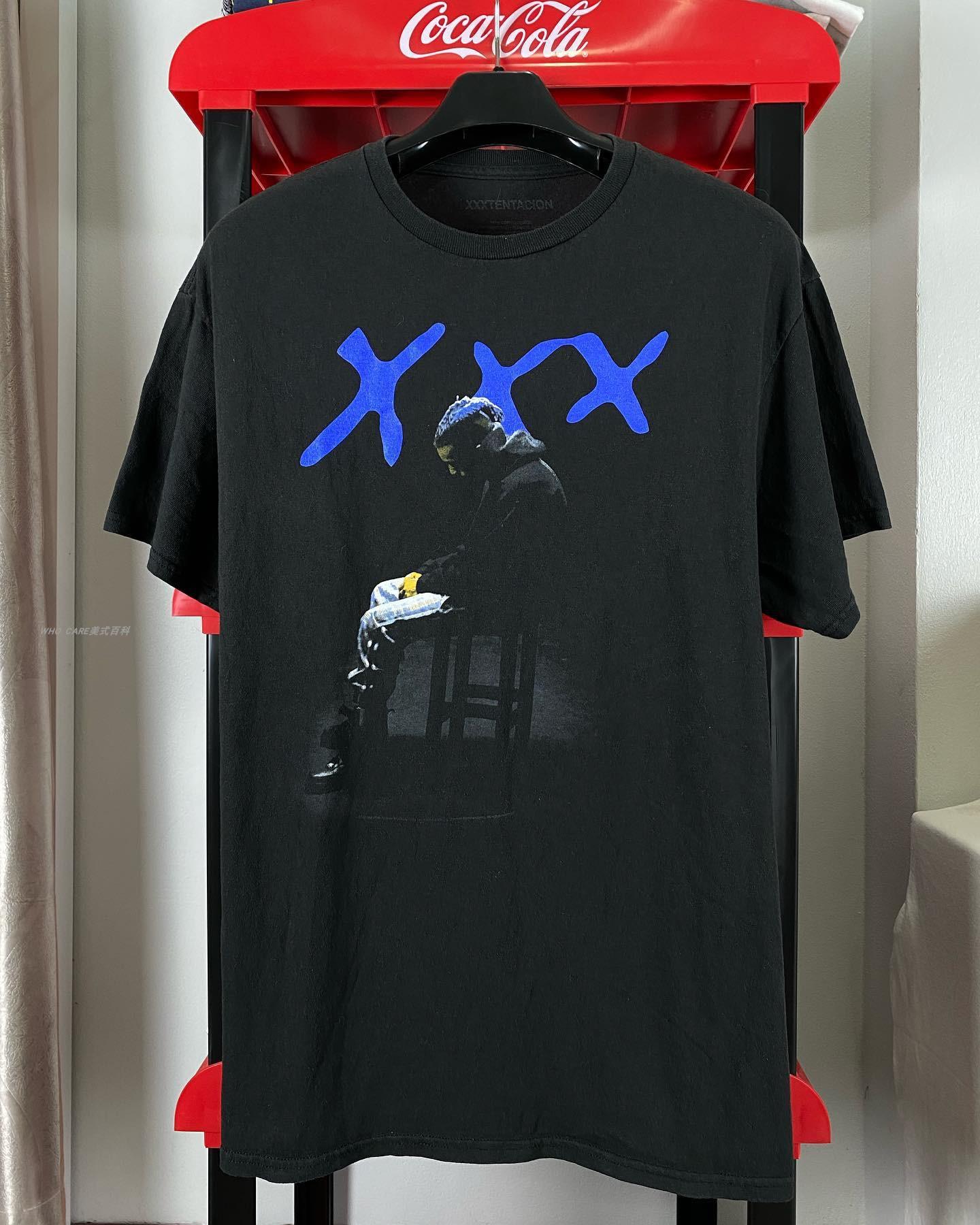 Retro XXXTentacion High Street Rap Band Printed Men s and Women s Pure Cotton Short-sleeved T-shirts, American Vintage S разноцветный