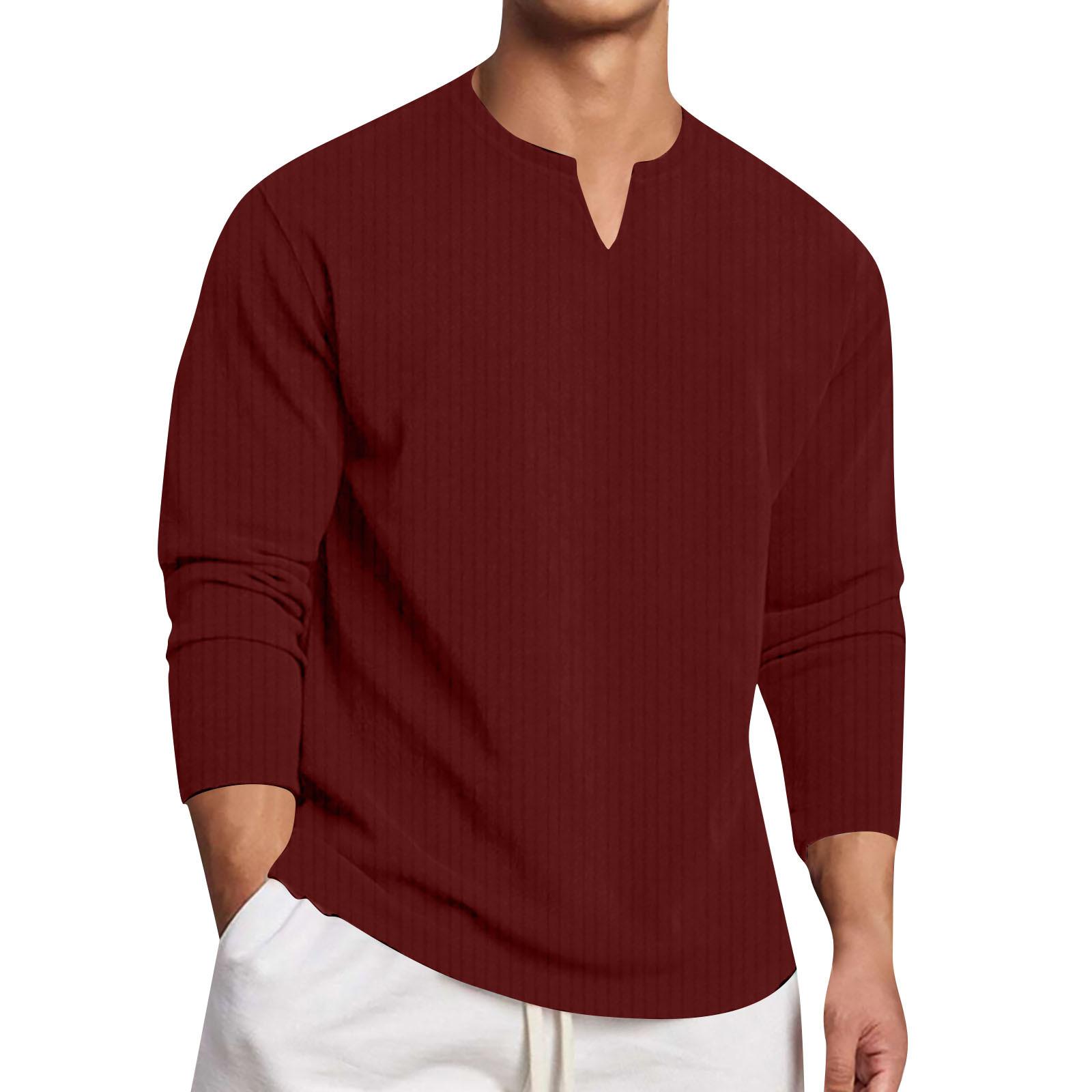 

Весенне-осенний мужской свитер с длинными рукавами, полосатый деловой свитер S винный