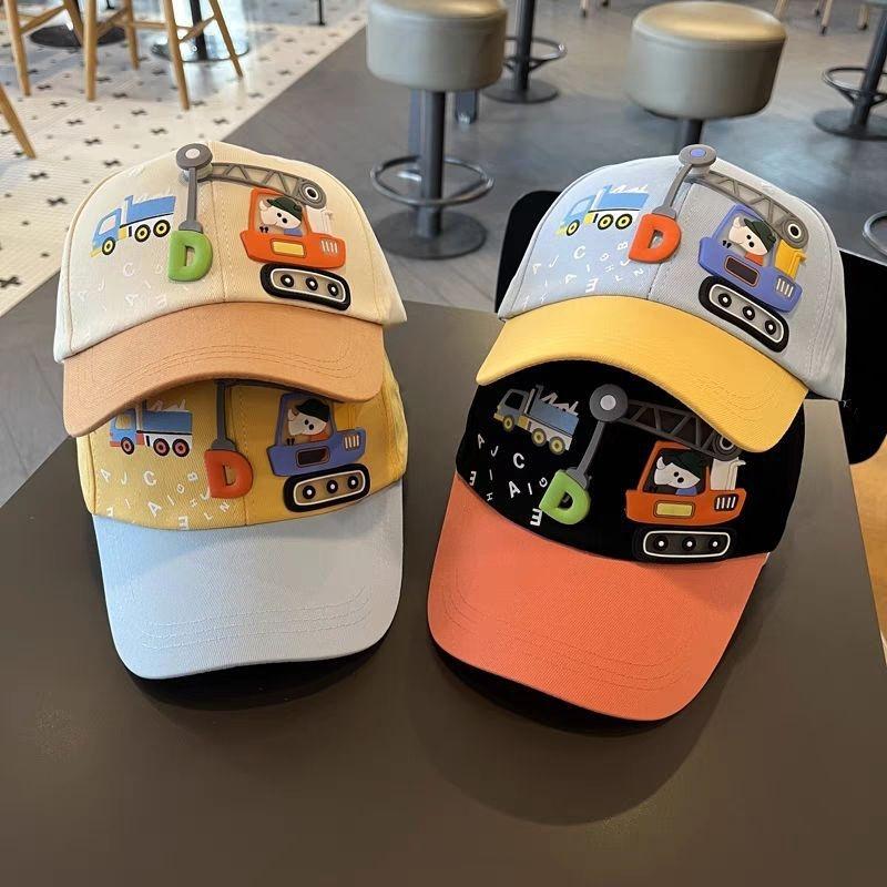 Cartoon Car Print Baby Baseball Hat Fashion Patchwork Sunshade Duck Tongue Cap Boy Girl Kids Casual Outdoor Peaked Hat