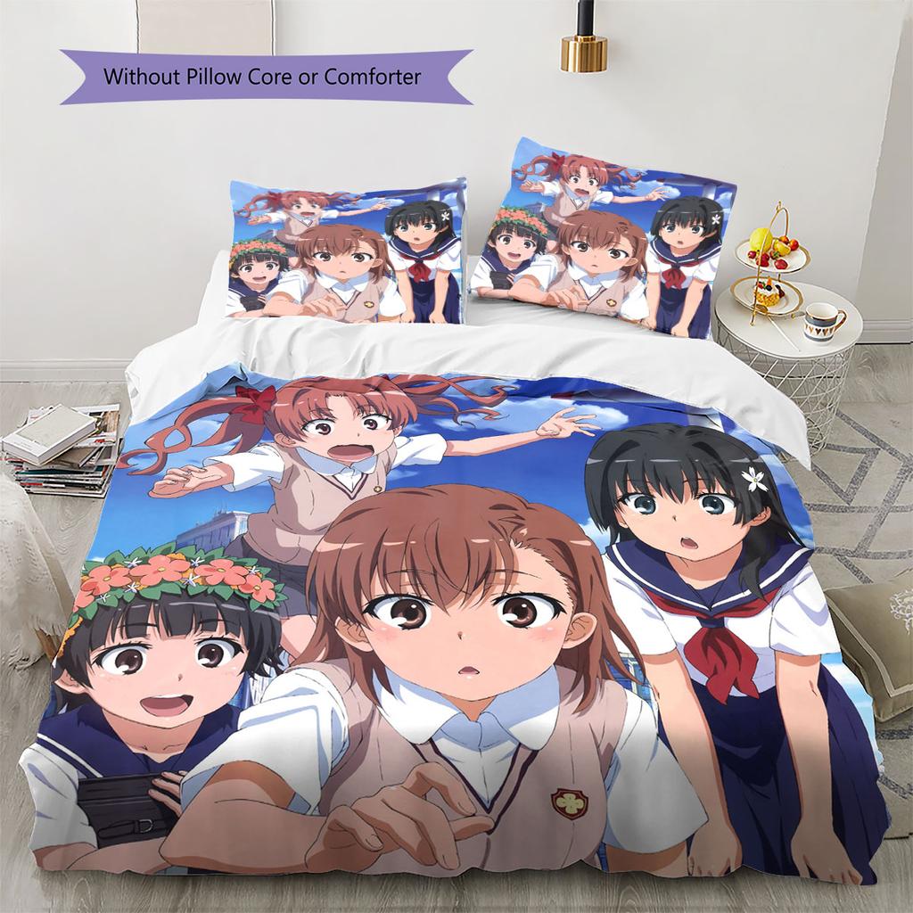 Scientific Railgun Pattern Bedding Quilt Set Quilt Cover Pillowcase Home Decoration Birthday Gift (1 * duvet cover + 2 * pillowcase, without core)
