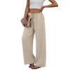 New summer casual women’s drawstring, loose-fitting, slimming, plain-coloured wide-leg trousers