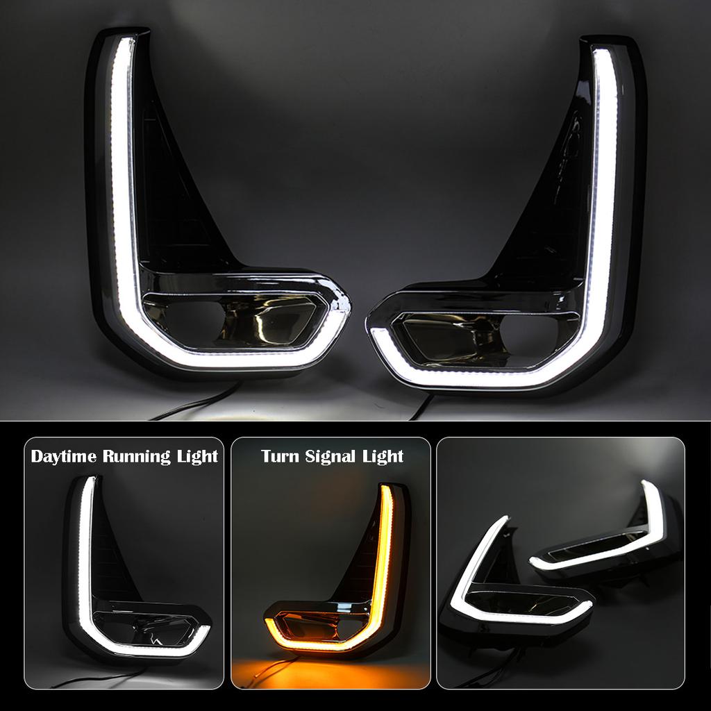 For Toyota Hilux Revo 2020 2021 Led DRL Fog Lamp Daytime Running Light Day Bumper Driving Waterproof Turn Signal Wires Switch