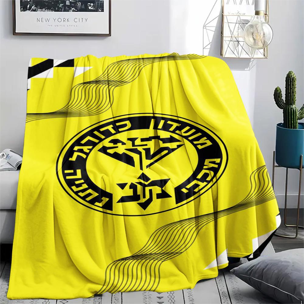 1 Stück Maccabi Netanya FC Aufdruck Flanelldecke Hohe Qualität Warm Bequem Decke für Alle Jahreszeiten Perfekt für Geschenke Heimdekoration