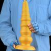Extra Large Gold Ribbed Silicone Anal Plug Big Penis Realistic Dildo Toy Fisting Huge Dick