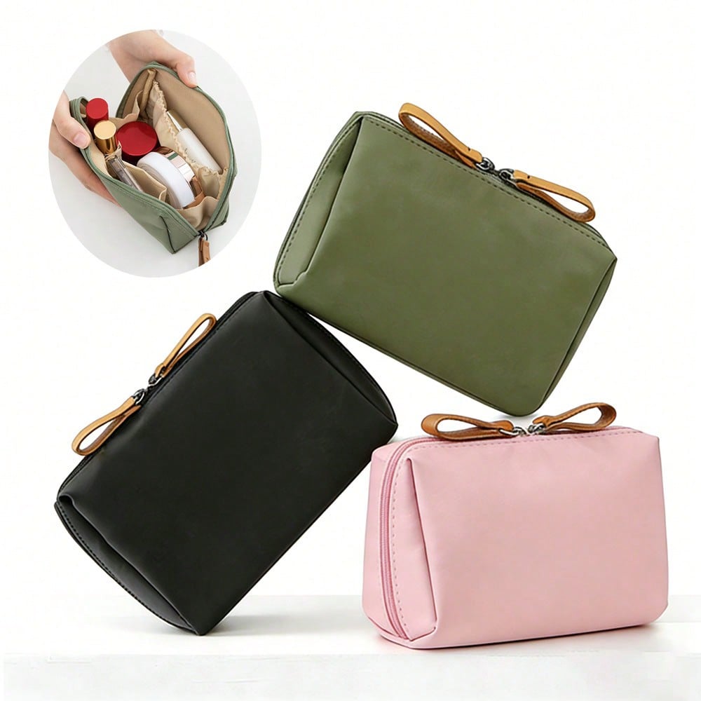 1pc Compact Waterproof Cosmetic Bag For Travel,Toiletry Organizer Storage Zipper Accessories Nail Make Up Bag
