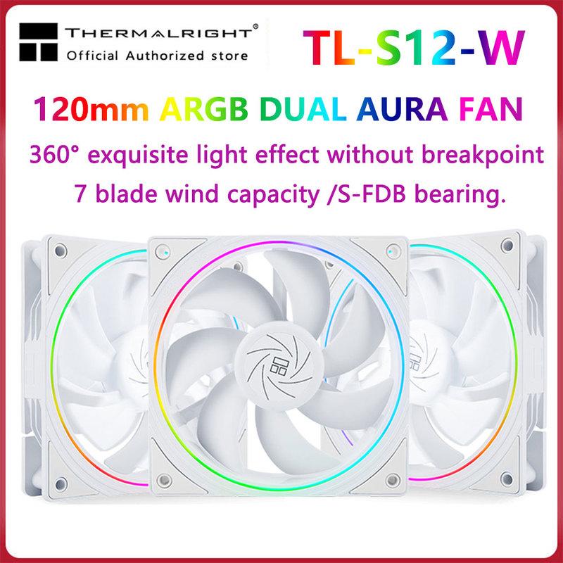 Thermalright TL-S12 120mm HALO Cooling Fan 5V 3PIN ARGB Fan pc gamer 360° exquisite light effect computer Case Fan ventilador TL-S12-W 1PCS