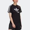 Adidas Originals Trefoil Large Logo Striped Print Spliced Casual Crew Neck Short Sleeve Drop Shoulder T-Shirt Women T-Shirt Black HC7039
