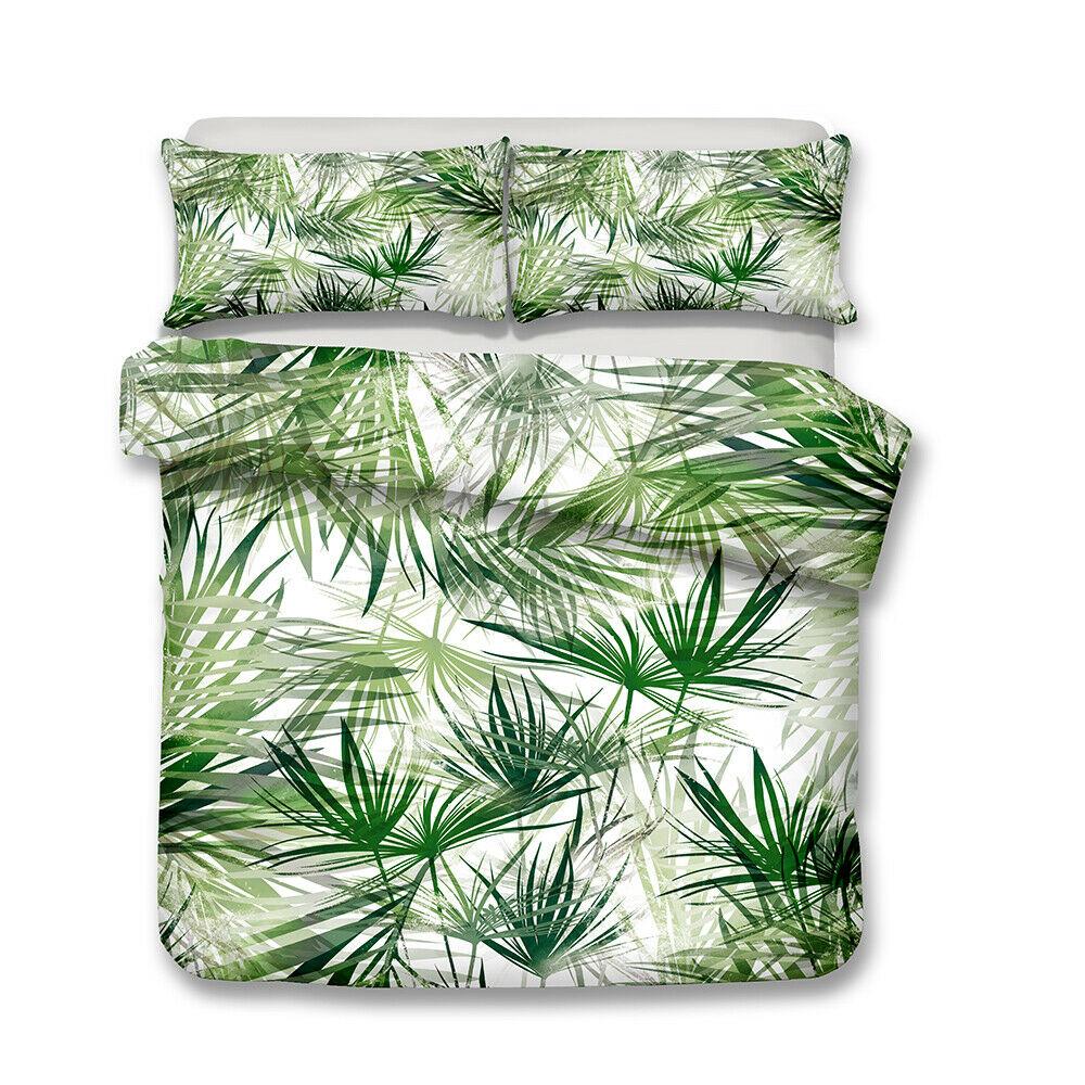 Tropical Duvet Covers Queen Size,Rainforest Luxury Duvet Cover Set, Green Plant Palm Leaf Comforter Cover Set King Twin Size