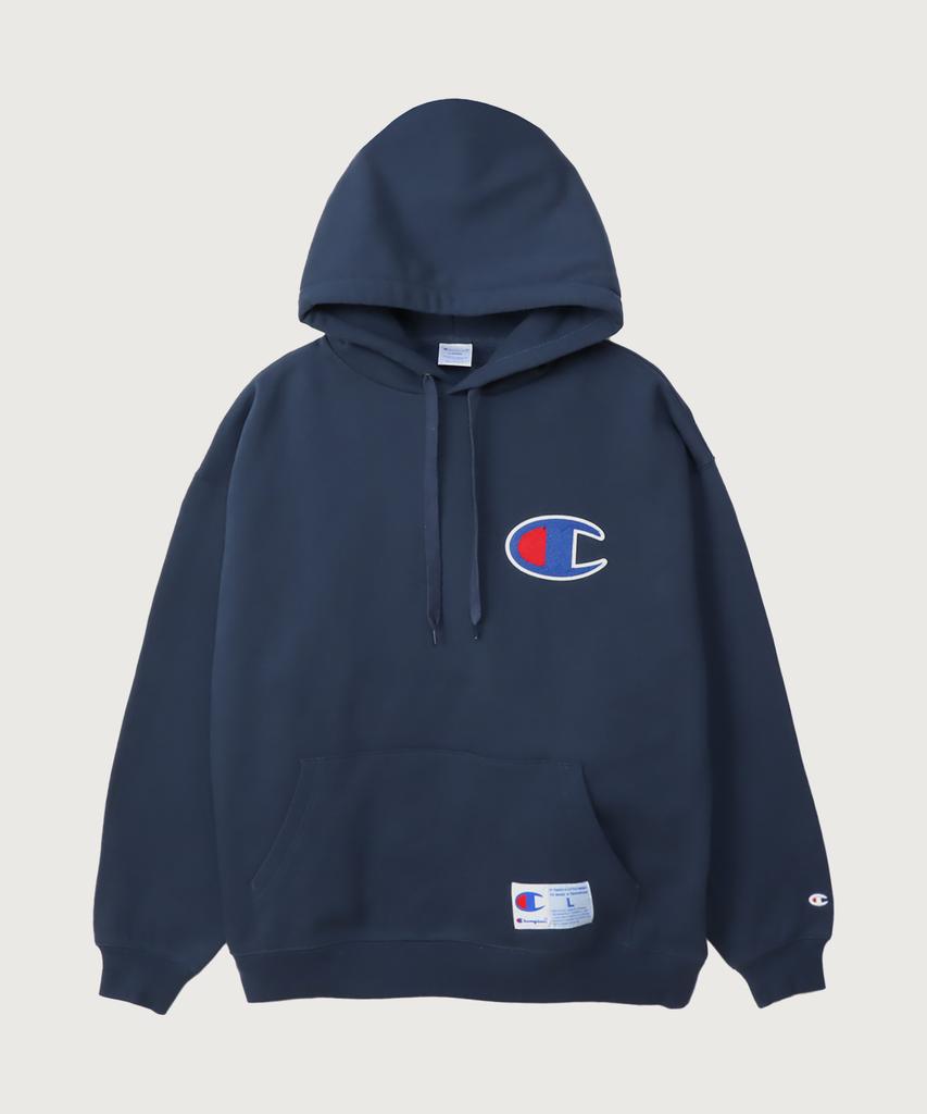 Big C Logo Oversized Jog Tag Hoodie Navy