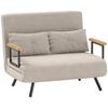 Sofa Rozkładana 3 w 1 z Tkaniny Efektu Aksamitu z Regulowanym Oparciem i 2 Poduszkami, 102x73x81 cm, Kremowy Biały