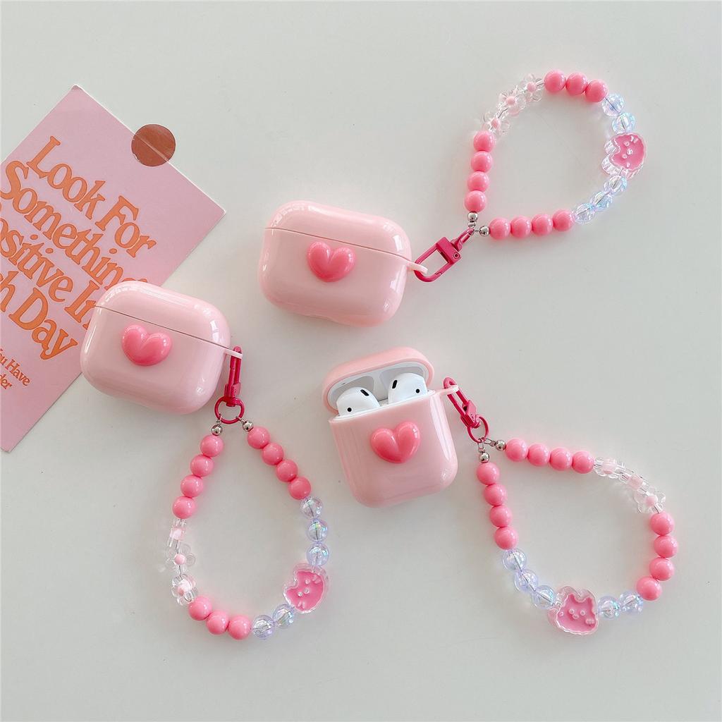 Pink heart-shaped rabbit is suitable for Apple AirPods 1st generation Bluetooth earphone protective case and Pro 1st generation earphone case