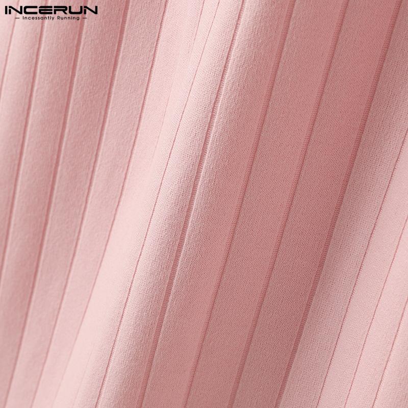 INCERUN Men Lapel Buttons Sleeveless Texture Vest Casual Slim Tank Tops