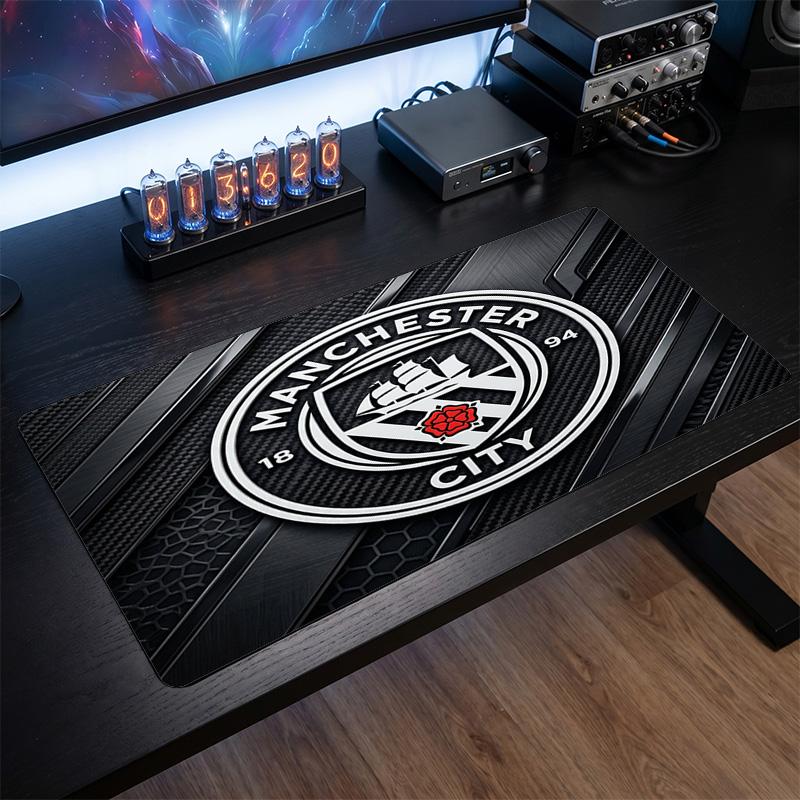 Manchester City Bedrucktes Großes Mauspads, Rutschfeste Weiche Gummi Gaming Schreibtischmatte für Büro Laptop Computer Dekor