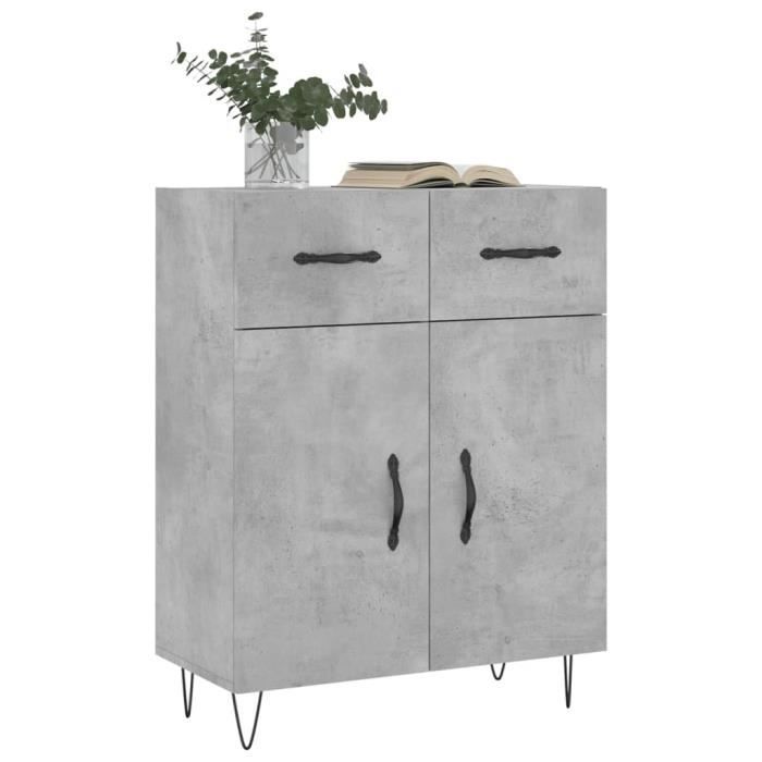 VidaXL Buffet gris béton 69,5x34x90 cm bois d'ingénierie 827976
