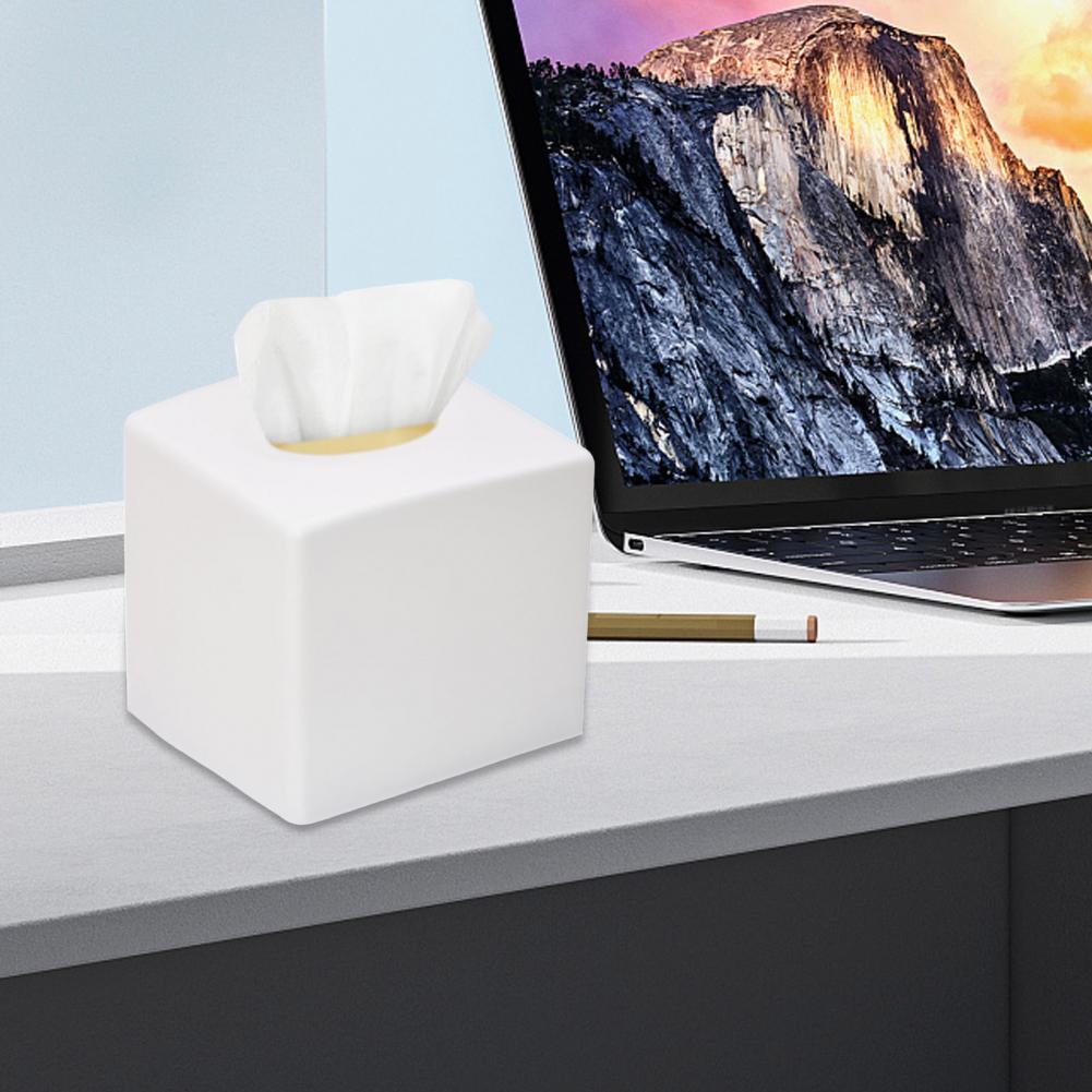 Open Bottom Tissue Cover Paper Box Tissue Holder Elegant Square Tissue Box Cover with Oval Opening for Vanity for Bedroom
