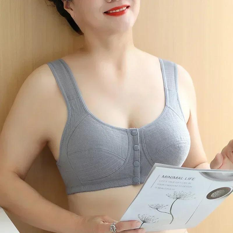 Reggiseni in Cotone con Coppa Cerniera Frontale Intimo per Donne di Mezza Età e Anziane Tipo Gilet Sottile Senza Ferretto Nuovo Reggiseno Taglie Forti Nuovo Filettato