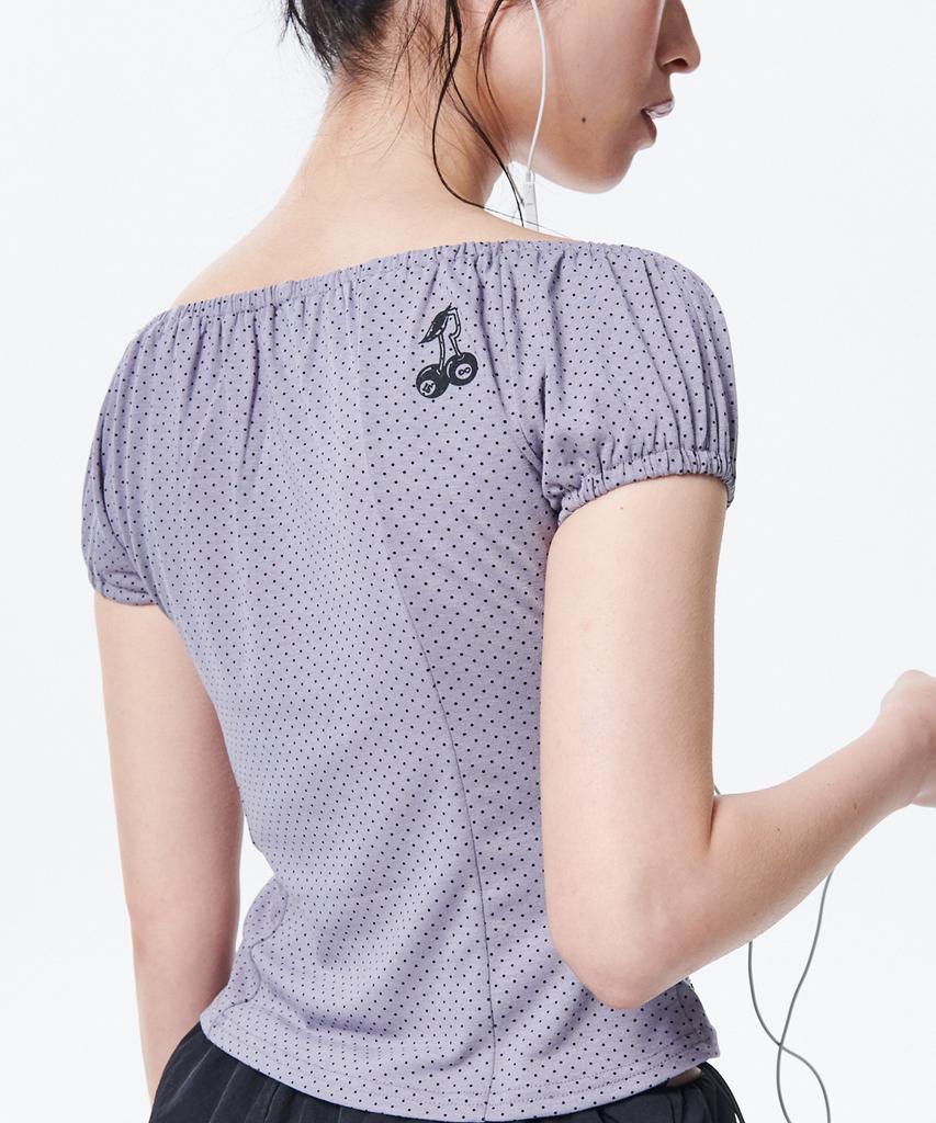 Leoninghai Polka Dot Slim Top [Sky Blue]
