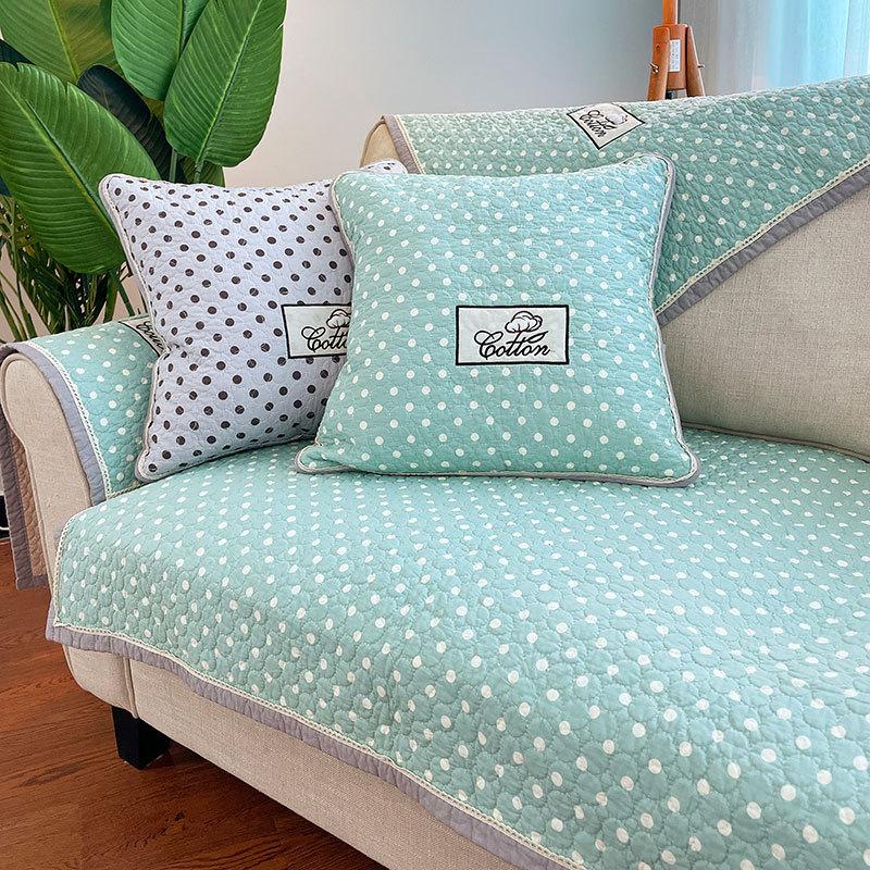 New Product Cotton Fabric Polka Dot Anti-slip Sofa Cushion Simple Cotton Seat Cushion Universal Sofa Towel for All Seasons