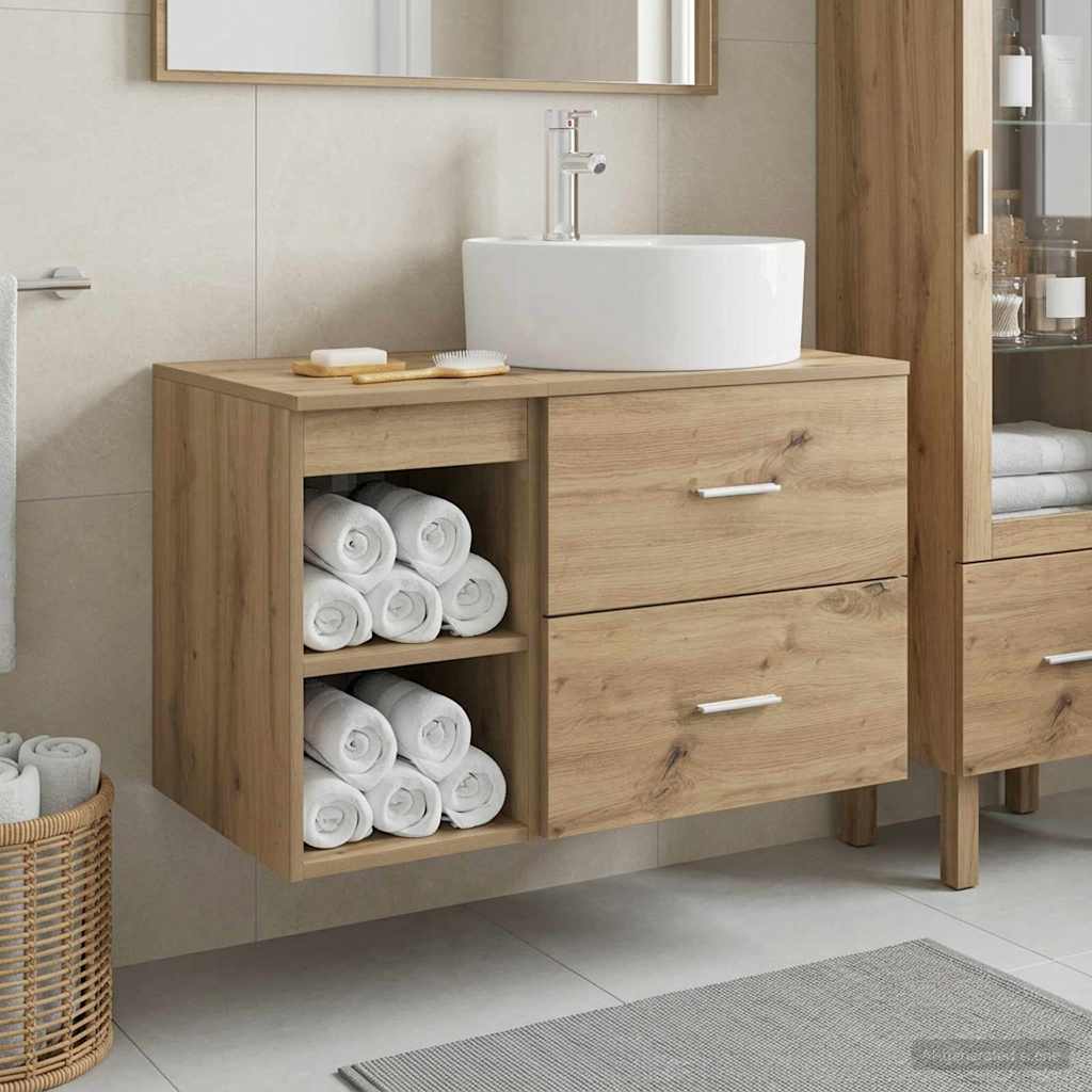 Bathroom Furniture Set 2 Pcs Artisan Oak Wood Based Material