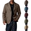 Leichte lässige Herren-Anzugjacke, Vintage-Farbe, einreihig, zwei Knöpfe, mit Leinenstruktur