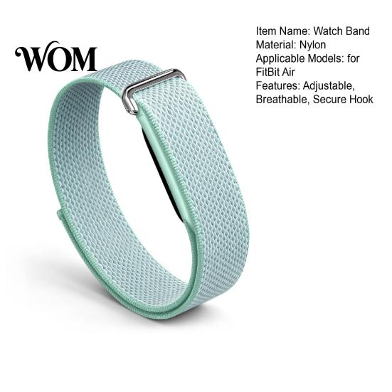 Nylonowe Paski Odprowadzające Pot Pasek do Fitbit Air, Oddychający Zamienny Pasek do Zegarka, Regulowana Szybkoschnąca Wodoodporna Opaska Sportowa na Nadgarstek, Bransoletka Przeciwpotna