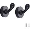 Black Zinc Alloy Wall Hooks X2 — Round Coat Hooks 35 Mm, Waterproof Rustproof, Wall Mounting